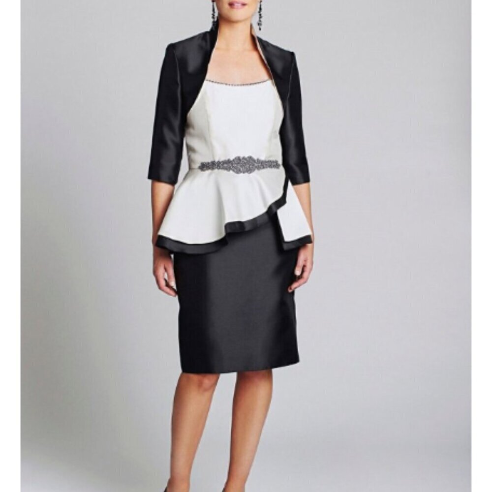 Ideas by Barbara Mother of the Bride Evening Dress Black/Ivory 3958--15 S M NWT